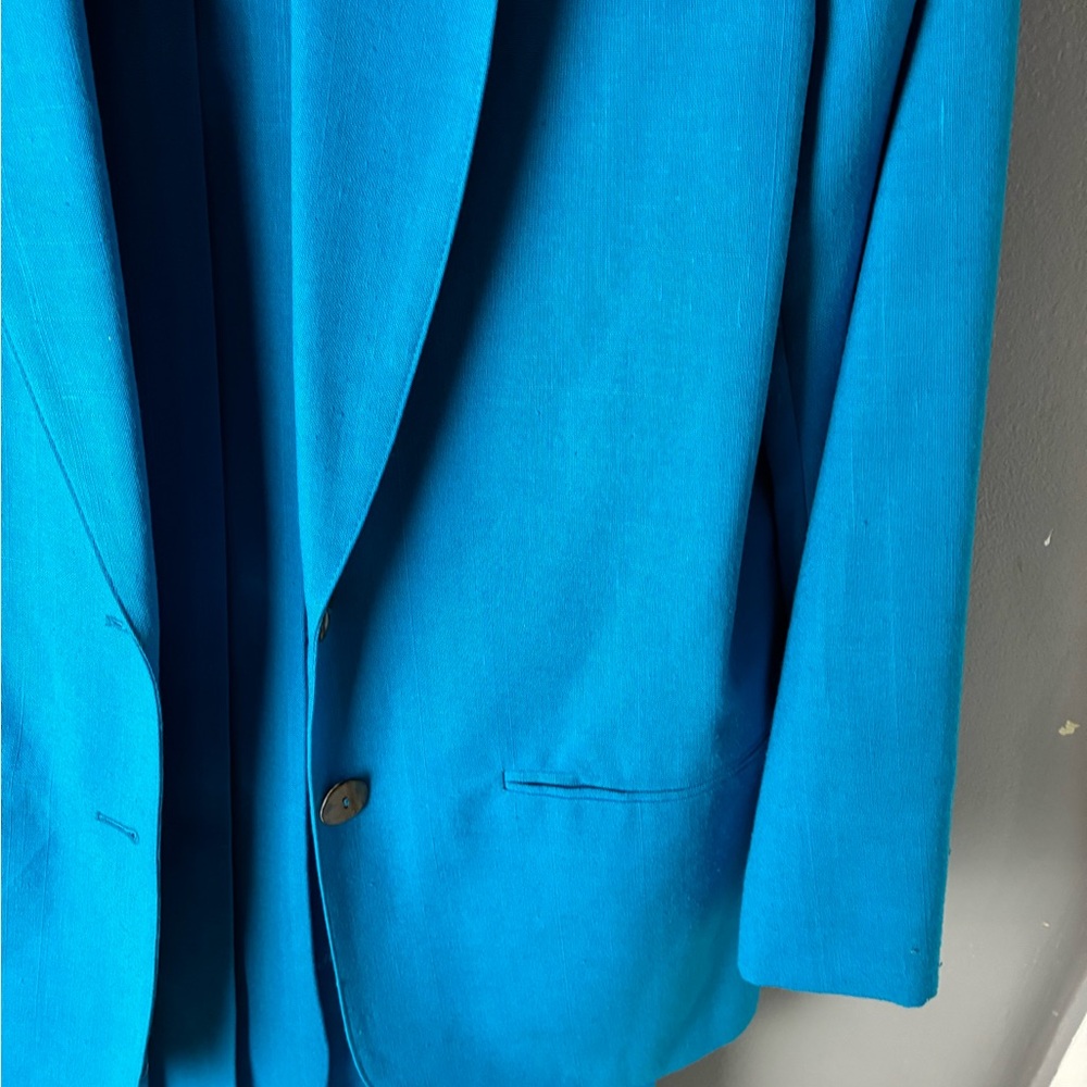 Woman Requirements vintage set blazer and pleated skirt blue turquoise